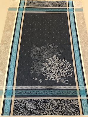 french jacquard tea towel navy